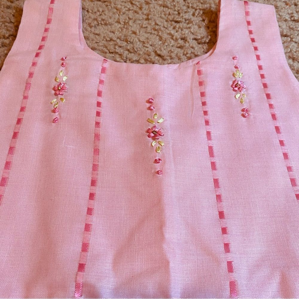 Pink Embroidered Kids Dress - Picture 4 of 6